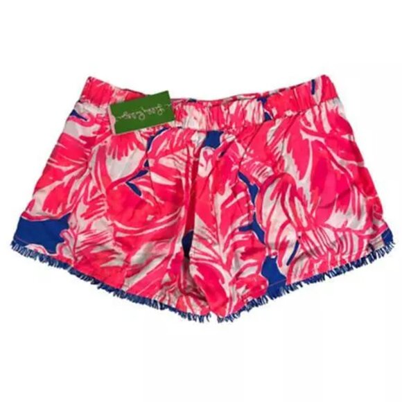 Lilly Pulitzer Womens Cocoa Shorts Tiki Pink Beach Bliss Pocket Fringe XS New - Picture 6 of 10